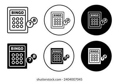 Bingo icon. American bingo game of chance, luck and opportunity play by printed cards or number on paper sheet logo set. gambling bingo game fun activity vector symbol sign 