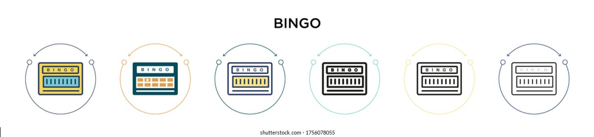 Bingo icon in filled, thin line, outline and stroke style. Vector illustration of two colored and black bingo vector icons designs can be used for mobile, ui, web