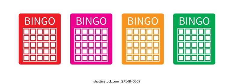 Conjunto de símbolos de línea plana de icono de bingo.