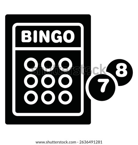 Bingo icon Flat outline fill black and white