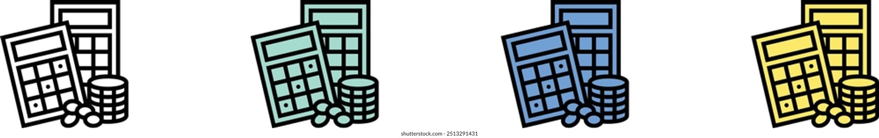 bingo icon. Outline, Green, Blue and Yellow Style Design Isolated On White Background