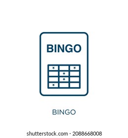 icono bingo. Icono de contorno de bingo lineal delgado aislado en fondo blanco. Signo de bingo vectorial de línea, símbolo para web y móvil