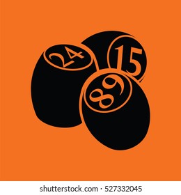 Bingo Kegs icon. Orange background with black. Vector illustration.