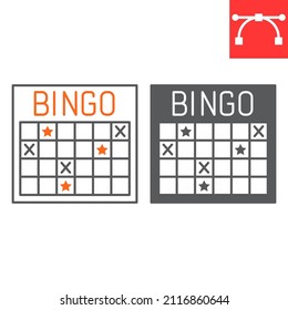 Bingo line and glyph icon, gamble and luck, bingo vector icon, vector graphics, editable stroke outline sign, eps 10.