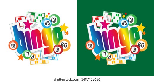 Bingo ! with lottery balls and bingo card
