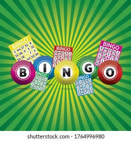 Bingo lottery balls and bingo cards concept vector illustration