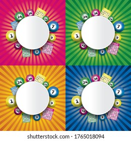 Bingo lottery balls and bingo cards concept vector illustration