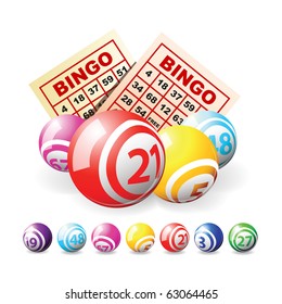 Bingo Lottery Balls Cards Isolated Over Stock Vector (Royalty Free ...