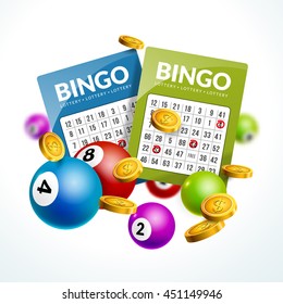 Bingo lottery balls numbers background. Lottery game balls ticket. Lotto winner.