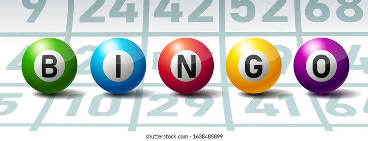 Bingo or Lottery Balls on Bingo Cards