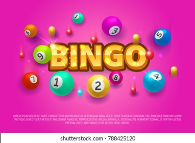 Bingo lottery banner. Colored Bingo Balls number falling luck big win concept banner casino. Vector stock illustration lottery game background. 