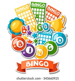 Bingo Lottery Game Background Balls Cards Stock Vector (Royalty Free ...