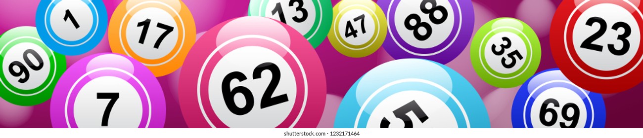 Bingo lottery, header background vector design, lucky balls and numbers of lotto 