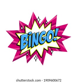 Bingo - lottery pink vector banner. Lottery game background in Comic pop-art style. Cartoon vector illustration.