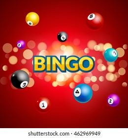 Bingo Lottery Poster. Balls Numbers Falling Luck Concept. Lottery Game Background.