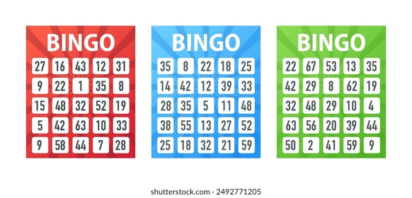 Bingo lottery tickets. Background for gambling sport games. Jackpot win, gambling lottery and fortune chance, casino lotto. Vector illustration