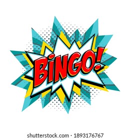 Bingo - lottery turquoise vector banner. Lottery game background in Comic pop-art style. Cartoon vector illustration.