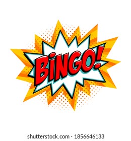 Bingo - lottery yellow vector banner. Lottery game background in Comic pop-art style. Cartoon vector illustration.