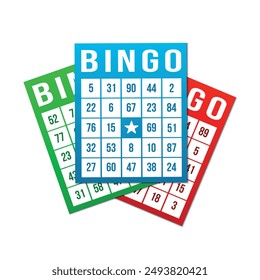 Bingo lotto cards with numbers isolated on white background. Vector stock