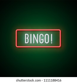 Bingo neon signboard. Vector illustration.