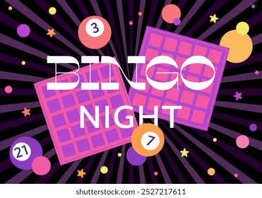 Bingo night. Lottery banner. Gambling, win in bingo games concept. Gaming industry and casino advertising. Vector Illustration