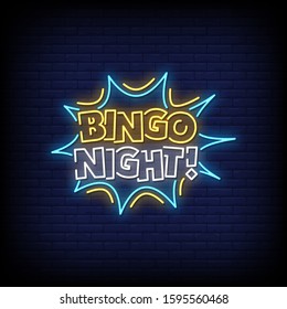 Bingo night Neon Signs Style Text Vector