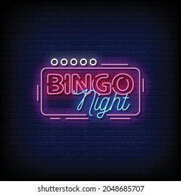 Bingo Night Neon Signs Style Text Vector