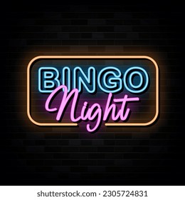 Bingo Night Neon Signs Vector Design Template Neon Style