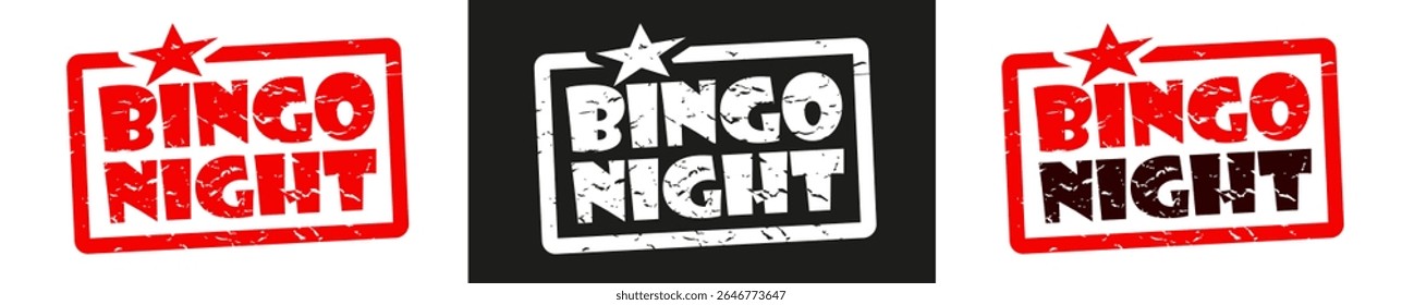 Bingo night on red rubber stamp