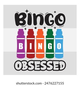 Bingo Obsesionado, Bingo, Tipografía de Bingo, Juego, Deportes, Bolas de Bingo, Camiseta, 
