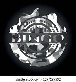 Bingo on grey camouflage texture