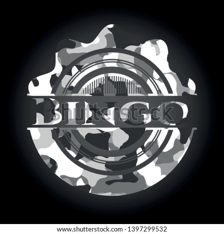 Bingo on grey camouflage texture