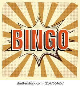 Bingo Retro Poster, Comic Speech Duddle Blast. Vector Illustration Vintage Card Template