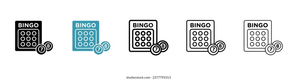 Bingo sign icon set. Bingo lottery sheet game vector symbol. Line icon for ui designs.