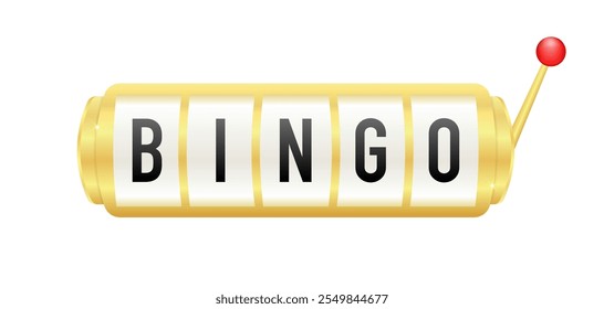 Bingo slot icon. Golden slot machine wins the Bingo.  Lottery game. Casino jackpot. Vector illustration