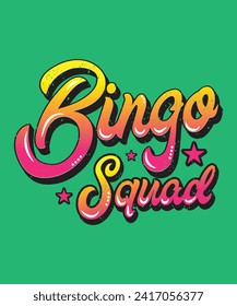 Bingo squad typography design with grunge effect