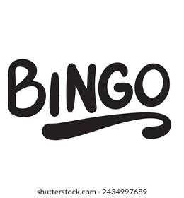 Bingo text banner. Handwriting Bingo short phrase. Hand drawn vector art.
