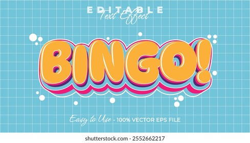 Bingo-Texteffekt, einfacher und trendiger fettgedruckter Grafikstil, bearbeitbarer Text