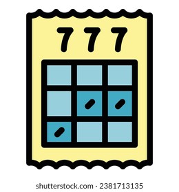 Bingo ticket icon outline vector. Box prize. Online reward color flat