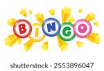 Bingo title and popping out stars background illustration
