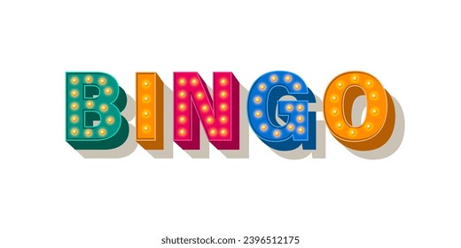 Bingo typography glowing lettering in a flat design. Bingo text effect. Bingo background