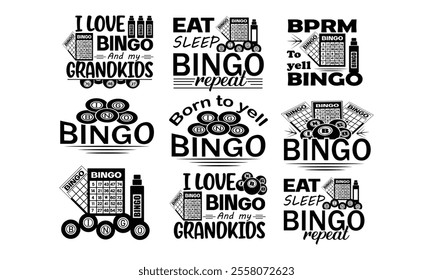 Bingo Vector bundle, Clipart, Silhouette, Vector, icons, illustration, design.