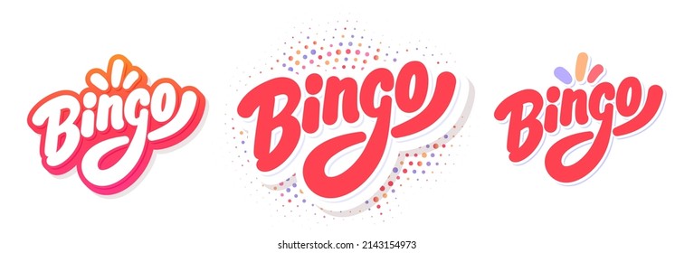 Bingo. Vector handwritten lettering banners set.