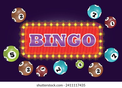 Bingo Winner poster with lottery balls with numbers, confetti and golden bingo Realistic lotto game big win