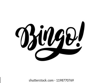 Bingo Word. Black Text On White Background. Graphic Logo Design For Print Poster, Card, Game, Lottery Win Concept Casino Banner Vector Illustration