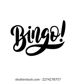Bingo word. Black text on white background. Graphic logo design for print poster, card, game, lottery win concept casino banner Vector illustration