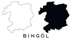 Bingol map outline and black silhouette vector