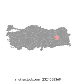 Bingol province map, administrative divisions of Turkey. Vector illustration.