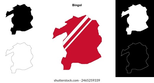 Bingol province outline map set