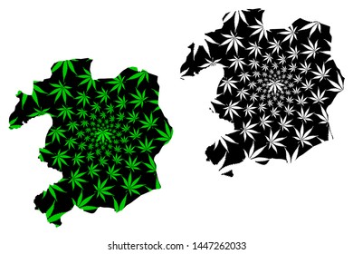 Bingol (Provinces of the Republic of Turkey) map is designed cannabis leaf green and black, Bingöl ili map made of marijuana (marihuana,THC) foliage,